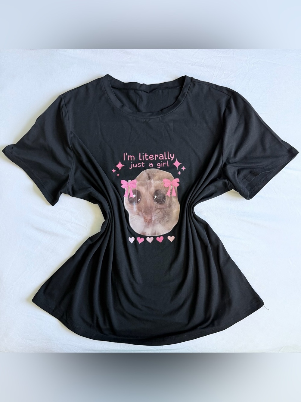 Brand New Black Graphic Tee Cute Pink I’m Just A Girl Squirrel Design
